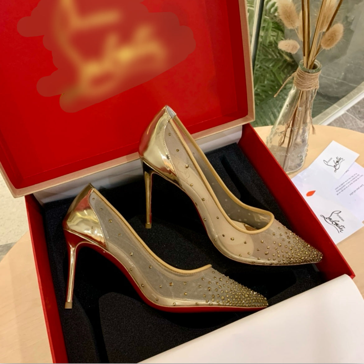 Gold Women Red Bottom Heel