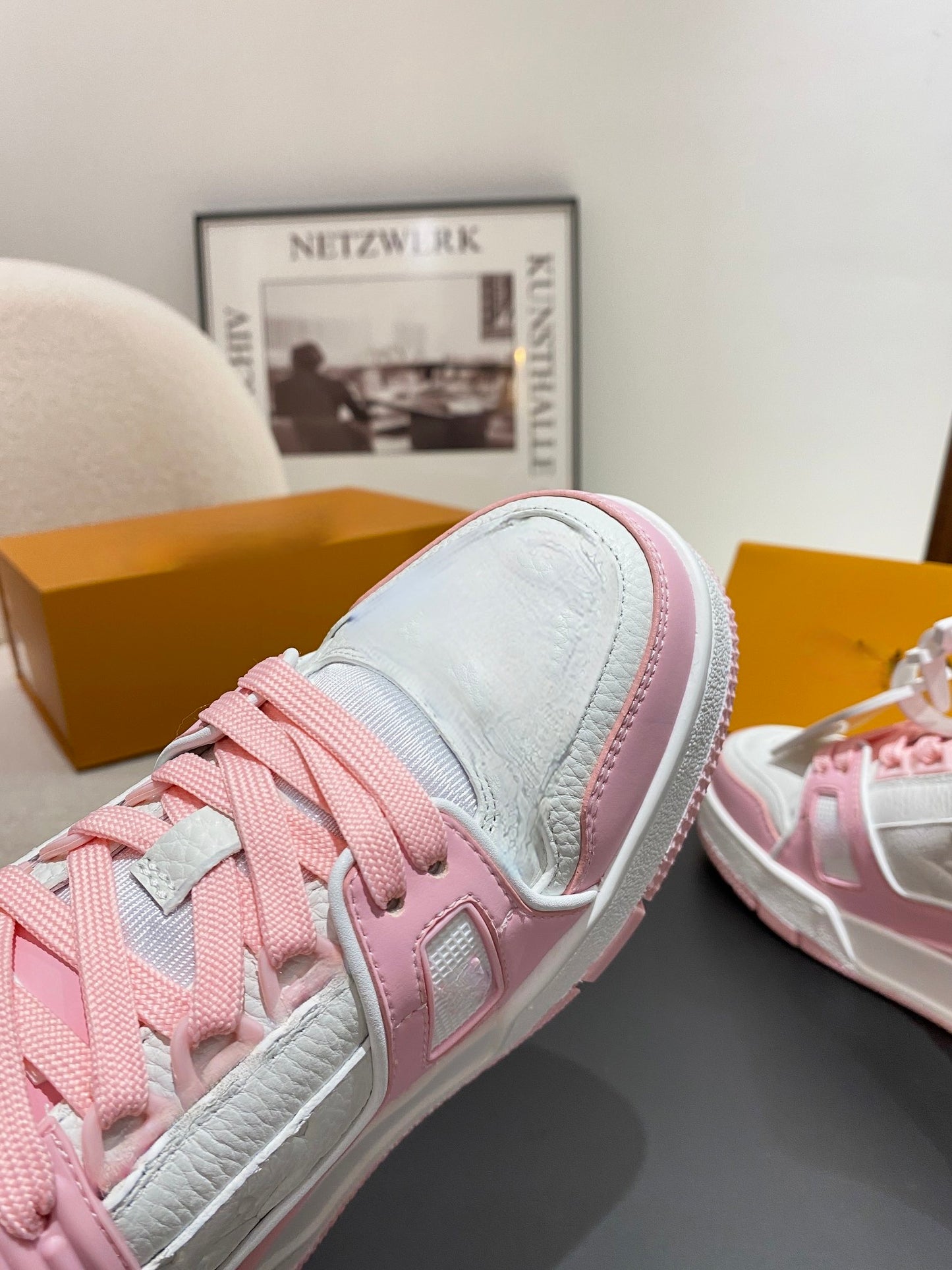 Pink & White Trainer Sneakers