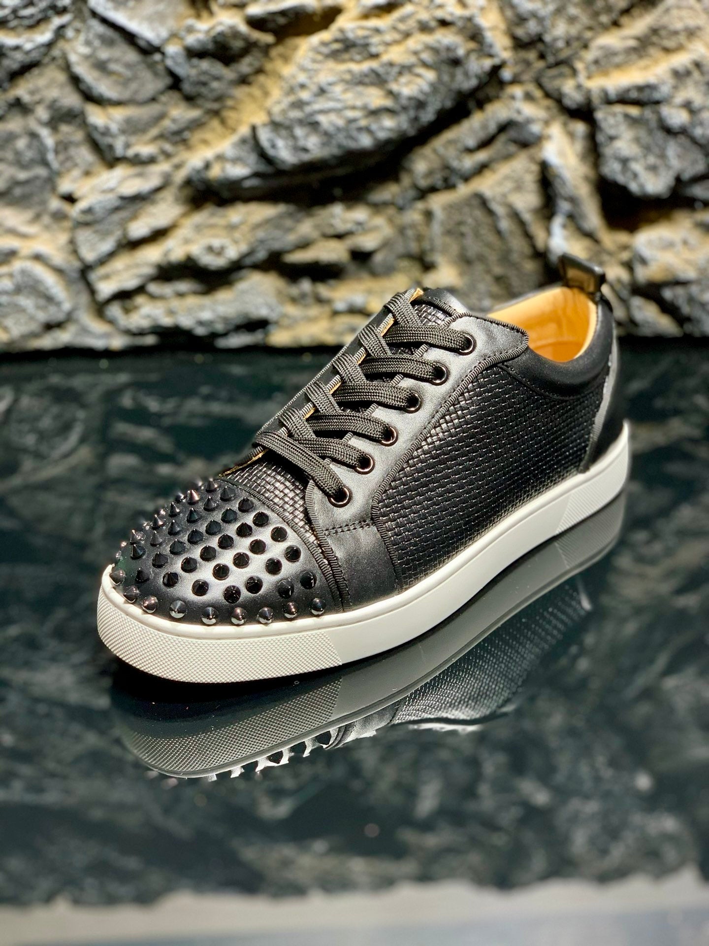 Leather Black Spike Sneaker