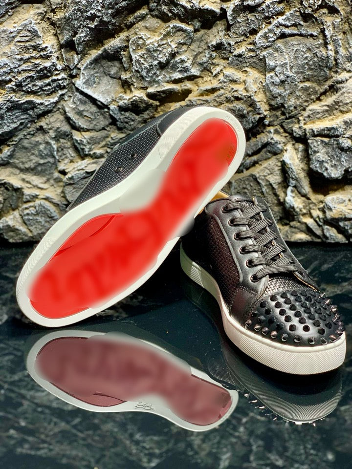 Leather Black Spike Sneaker