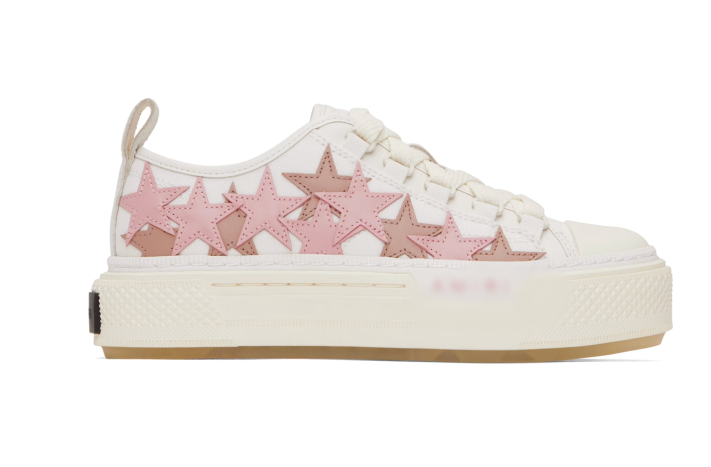 White & Pink Stars Court Low Sneakers